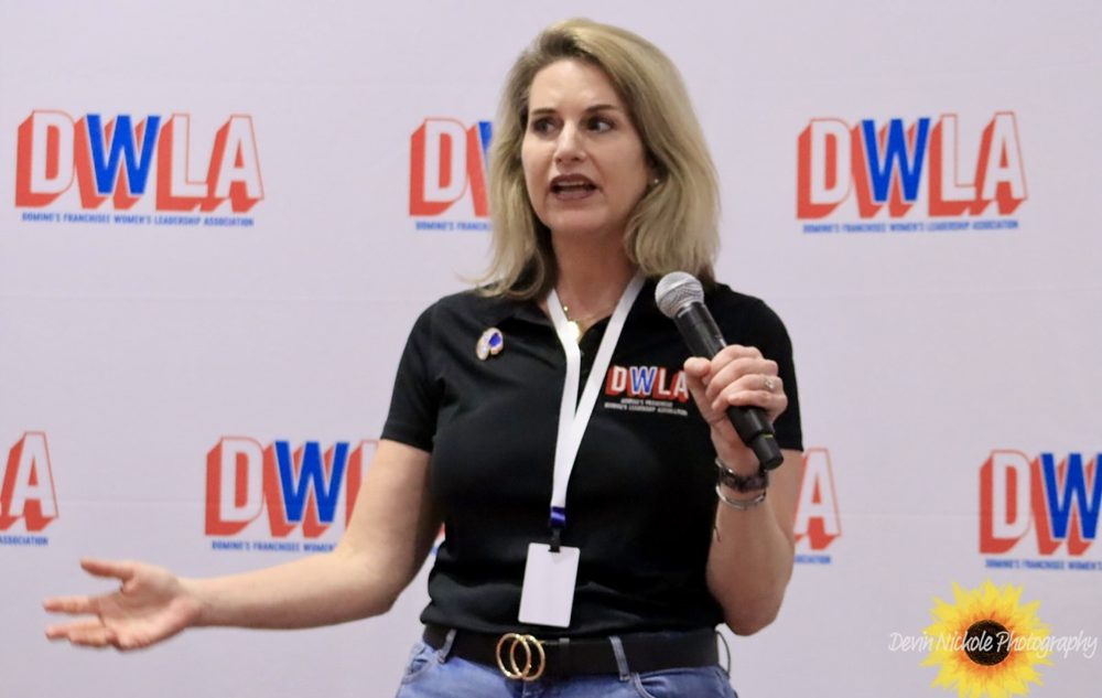 Laura speaking at a DWLA event