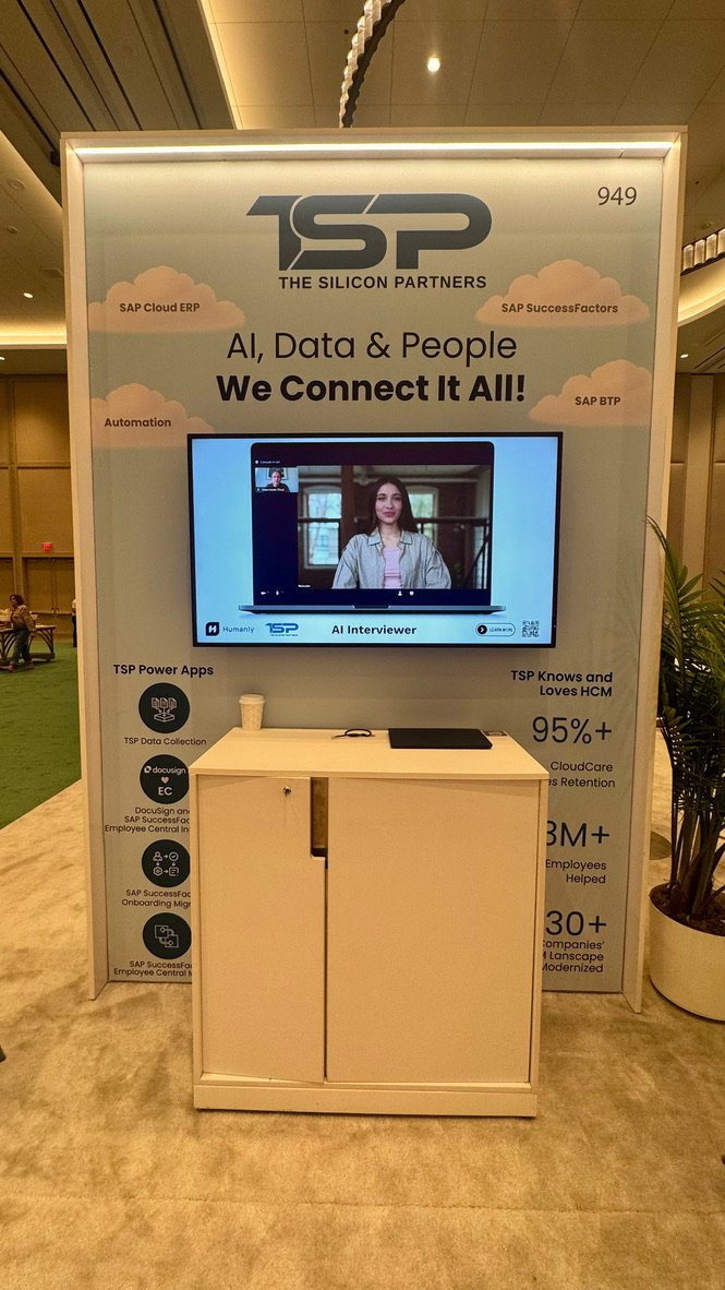 Humanly and The Silicon Partners AI Interviewer booth at an SAP SuccessFactors event